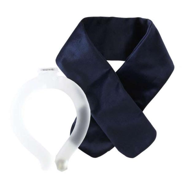 不思議！10秒でぽかぽか！電池のいらない首用エコカイロ。カラーはネイビー。電池も電源も不要な、首元をあたためるための繰り返し使えるエコなカイロです。■内蔵されている金属ボタンをパチッと押し曲げると、中の液体が白く結晶化(固体化)しながら発熱...