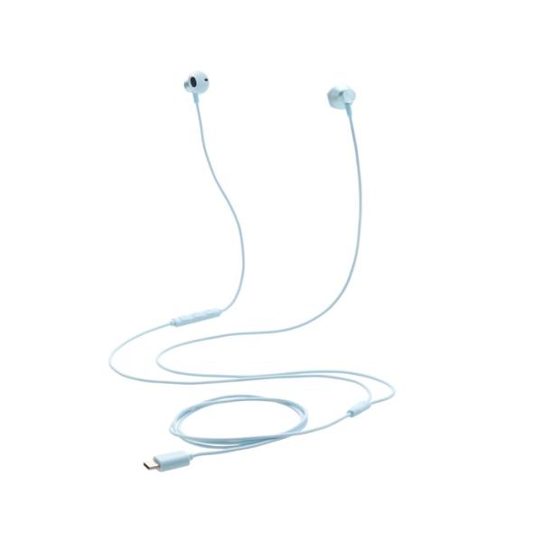 即日出荷 代引不可 タイプC イヤホン 有線 マイク付き セミオープン型 USB Type-C ポート搭載 iPhone iPad Android 他対応 ブルー