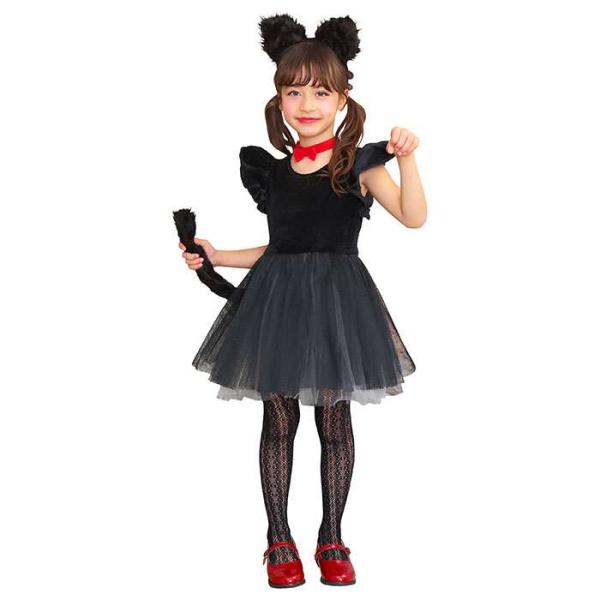 HW プティシャノワール キッズ  コスチューム こどもサイズ ハロウィン コスプレ 衣装 仮装 変装 黒猫 ブラックキャット ワンピース 女の子
