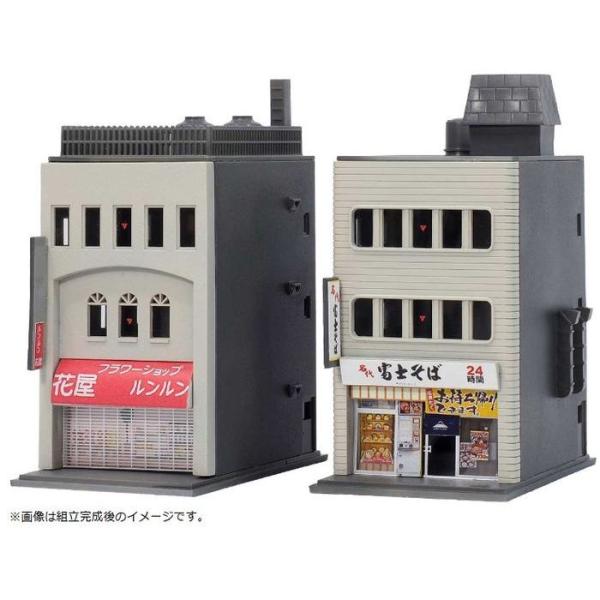 Nゲージ 着色済み 商業ビル 3F　麺街道シリーズ／富士そば 鉄道模型 GreenMax グリーンマックス 2651