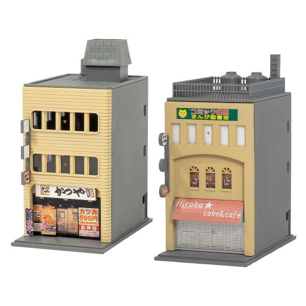 Nゲージ 着色済み 商業ビル 3F まんぷく街道シリーズ/かつや グリーンマックス 2656