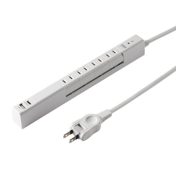 即日出荷 代引不可 回転タップ（AC4個口＋Type-C＋USB-A・PD20W・ホワイト) サンワサプライ TAP-B113UC-2W