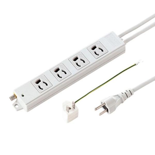 即日出荷 代引不可 電源タップ 3P 4個口 5m 変換アダプタ付 サンワサプライ TAP-5431MGN2-5