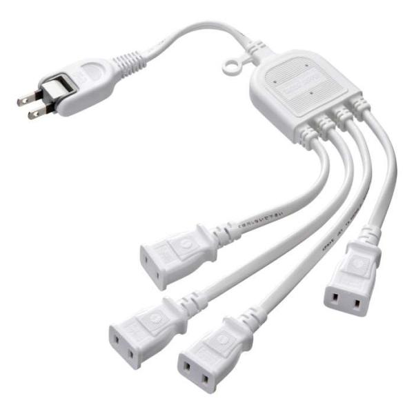 他サイト： 即日出荷 代引不可 サンワサプライ ACアダプタ専用電源延長コード（4分岐・ホワイト） TAP-EX4WNの商品画像