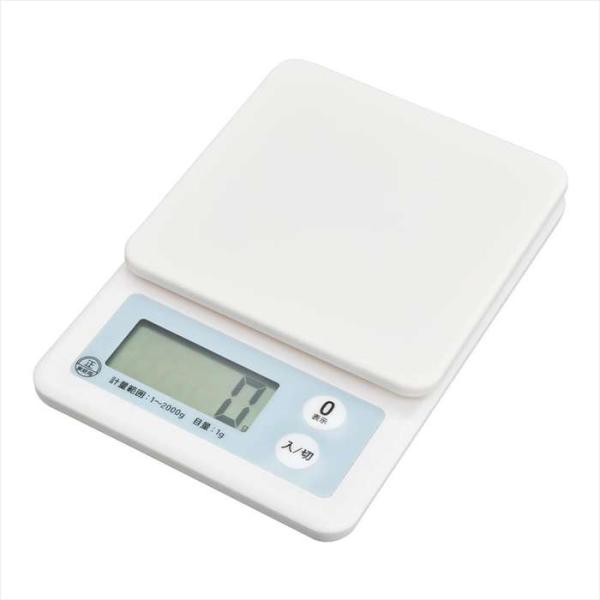 クッキングスケール（最大計量 2kg/単4形×2本使用/マグネット付/ブルー） OHM COK-S201-A