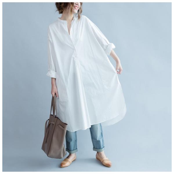 ワンピース ゆったり ロング丈 ドロップショルダー 19 春秋冬 シャツワンピ 白 長袖 Mme3704 Buyee Buyee Japanese Proxy Service Buy From Japan Bot Online