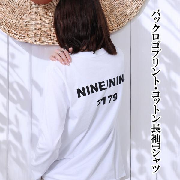 ロンT レディース 長袖 ゆったり Tシャツ バックロゴ オーバーサイズ 体型カバー ビッグシルエット 綿100% カットソー 春 秋 カジュアル トップス ホワイト