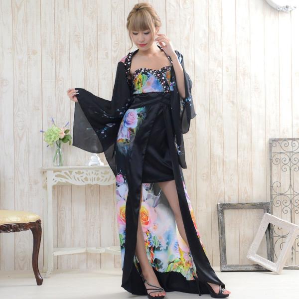 和服ドレス 着物ドレス ロング 衣装 送料無料 ボレロ付き背中リボン 和風花柄シフォン着物ロングドレス 和服ドレス ロング よさこい 衣装 和服 ドレス Buyee Buyee 일본 통신 판매 상품 옥션의 대리 입찰 대리 구매 서비스