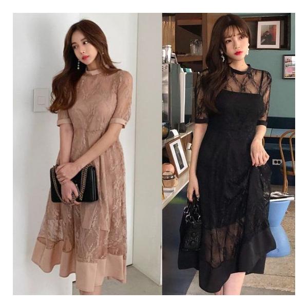 【カラー】　- ブラック　- ピンクベージュ【仕　様】素材：ポリエステルインナー：伸縮性なし、肩紐アジャスターなしワンピース：伸縮性ややあり、背中ファスナー付き【サイズ】-インナー　　（ 身丈 / バスト ）-S：約79cm / 84cm-...