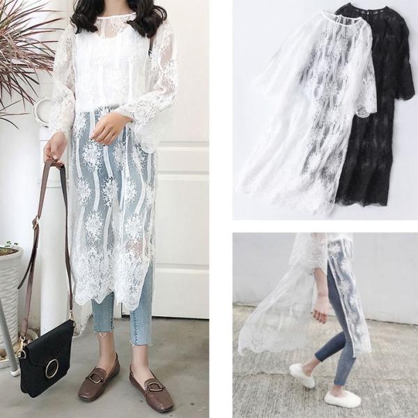 レースワンピース アウター 透け感 刺繍 ゆったり カジュアル ロング丈 Ol 代 30代 Buyee 日本代购平台 产品购物网站大全 Buyee一站式代购 Bot Online