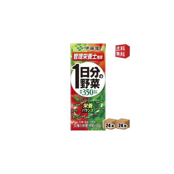 送料無料 伊藤園 1日分の野菜 200ml紙パック 48本 24本×2ケース 野菜ジュース 一日分の野菜 北海道800円・東北400円の別途送料加算