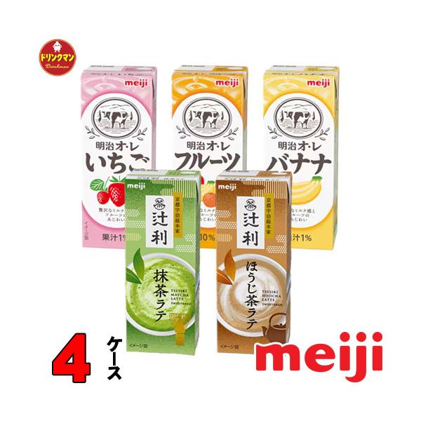 選べる 紙パック ブリック パック ジュース 明治ブリック オ・レ シリーズ＋辻利 200ml 5種類から4ケース