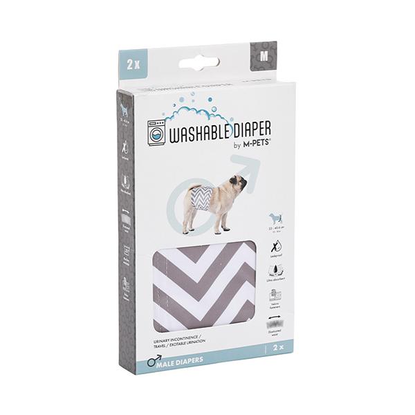 M-PETS エムペッツ 洗える男の子用オムツ WASHABLE M 2枚入 犬用マナーベルト 33〜40.6cm