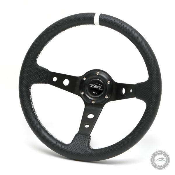 ステアリング D35PW 35φ ディープコーン 約80mm パンチング加工 PVC 白色クロスステッチ 白トップ