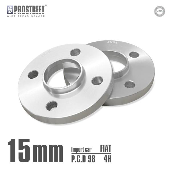 ワイドトレッドスペーサー FIAT 500用 4H P.C.D98  F15mm 2枚 15mm