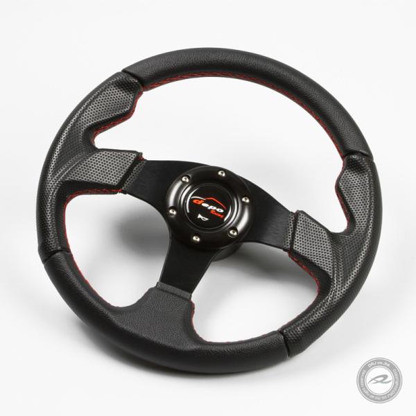 ステアリング M35P35φ M フェイクレザーPVC 赤色クロスステッチ