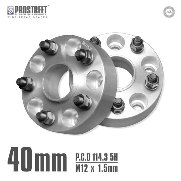 ワイドトレッドスペーサー PCD 114.3 5H M12x1.5 40mm 2枚 ハブセン 