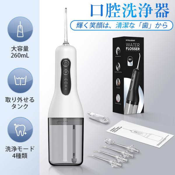 口腔洗浄器 口腔洗浄機 ウォーターフロス USB充電式 コードレス 携帯型 大容量 高圧 ジェット 歯磨き 歯間汚れ 歯垢除去 歯周ポケット 舌磨き 口臭 オーラルケア