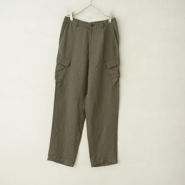 美品/定価1.9万】エクラ eclat *リネン混カーゴパンツ*38グリーン  