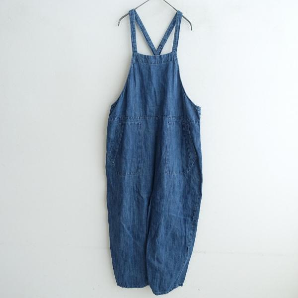 アンドヤーン ＆ yarn *コットンリネンデニムオーバーオール*F
