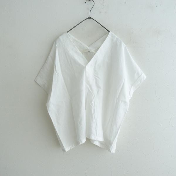 [美品]evam eva コットンブラウス １ evam eva エヴァムエヴァ *water linen V neck pullover リネン