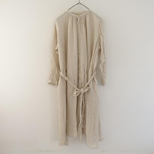 SUZUKI TAKAYUKI リネンワンピース suzuki takayuki（スズキタカユキ） *リネンノーカラー前開きロング