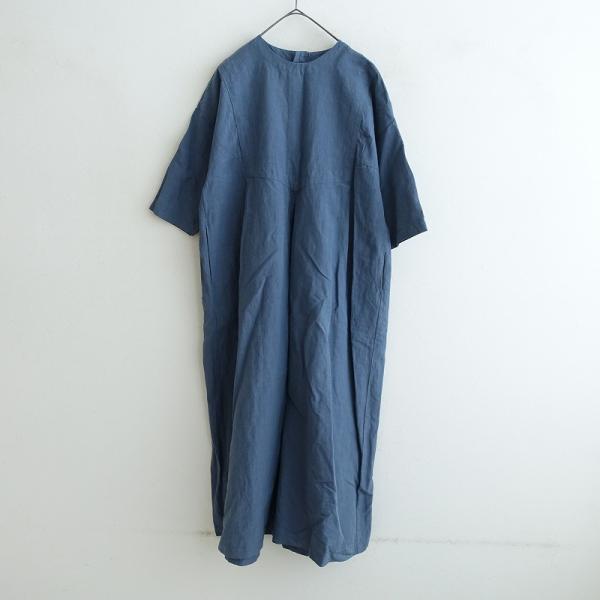 美品。ホームスパン　homspun 黒 コットンリネンワンピース S homspun ホームスパン ワンピース レディース リネンバイオ 半袖