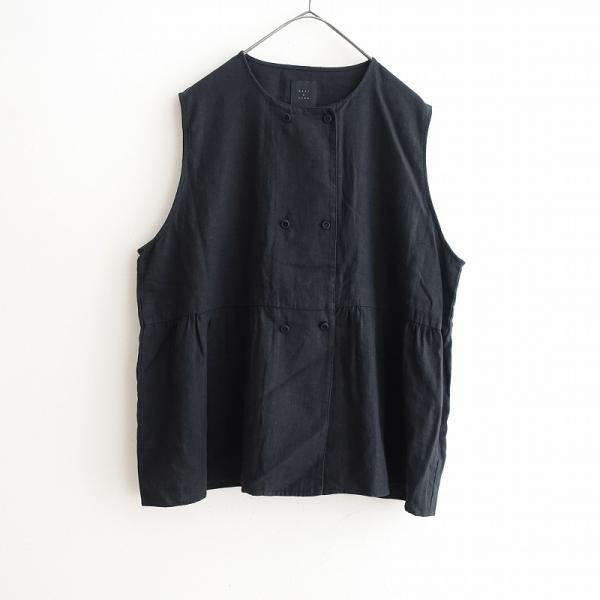 TANDEY オオカミとフクロウ *ダブルボタンベスト*リネンコットン麻綿