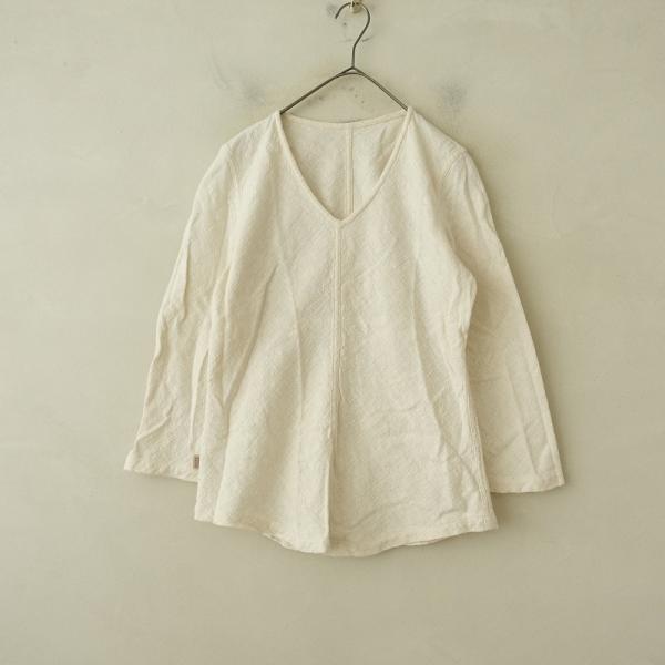 うさと usaato *Vネックプルオーバーシャツ*ブラウス生成り