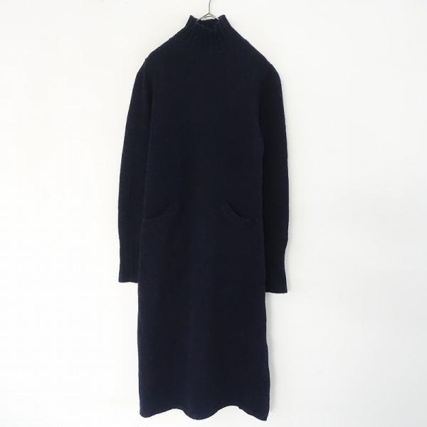 美品✨45rpm ハイネック ロング ワンピース アルパカ ウール ポケット付き ワンピース レディース 長袖 ロング 無地 ハイネック 送料無料・再再販