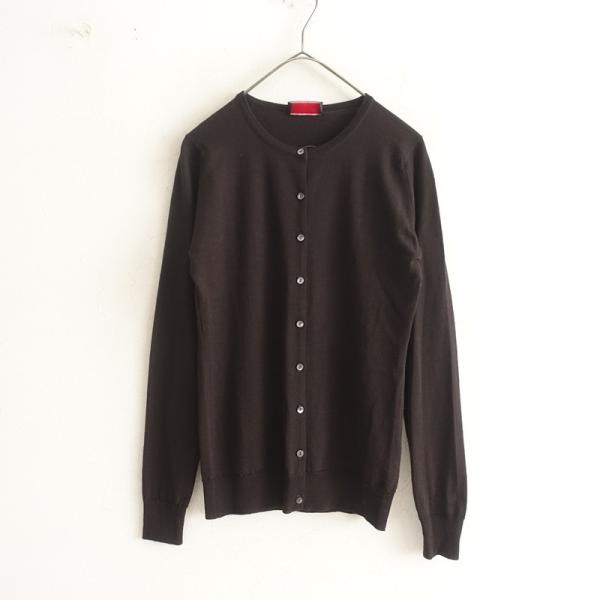 美品　JOHN SMEDLEY ジョンスメドレー　カーディガン　ブラウン JOHN SMEDLEY（ジョンスメドレー） *ウールクルーネックニット