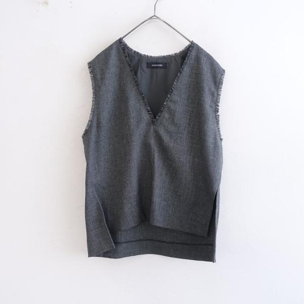 美品/定価1.4万】アワーホームOURHOME *洗えるフリンジベスト*F