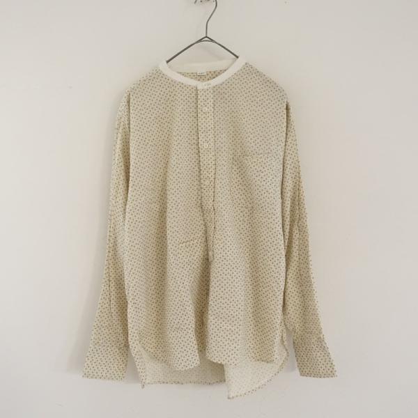 45R 小花柄 ボタニカル柄 長袖シャツ Rロゴ刺繍 サイズ4 日本製 buj-0023-01.jpg