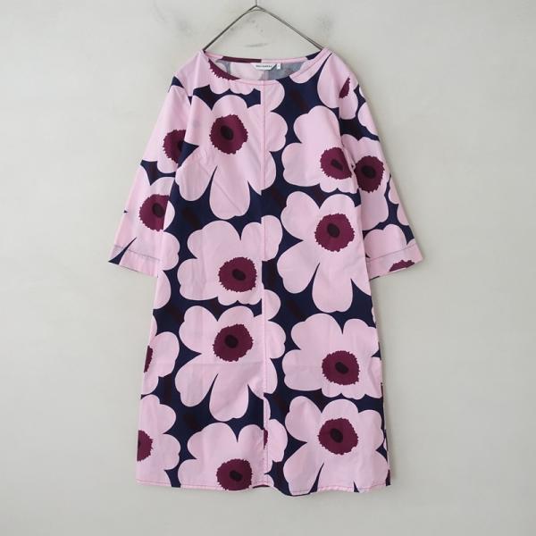 マリメッコ　ウニッココットン100%ワンピース 美品】マリメッコ marimekko *コットンウニッコワンピース*34