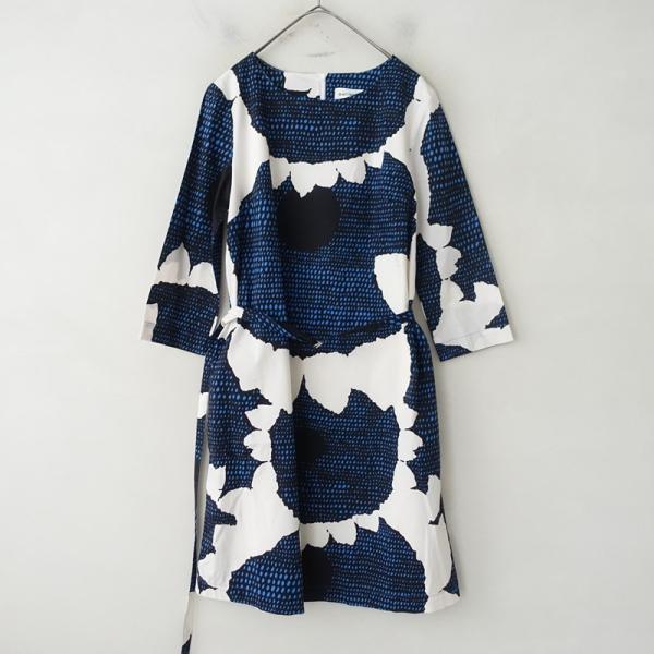 マリメッコ marimekko *HIMAWARI BIAK DRESS コットン混ワンピース*36