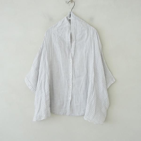 ネストローブ リネンガーゼギンガムストール ネイビー Checkered