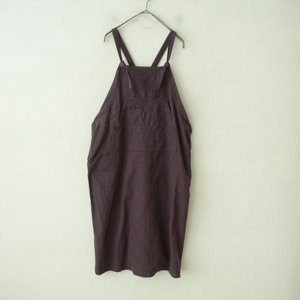 a+koloni エプロンワンピース 美品 a+koloni(コロニー） 23107004 コットンリネンエプロン