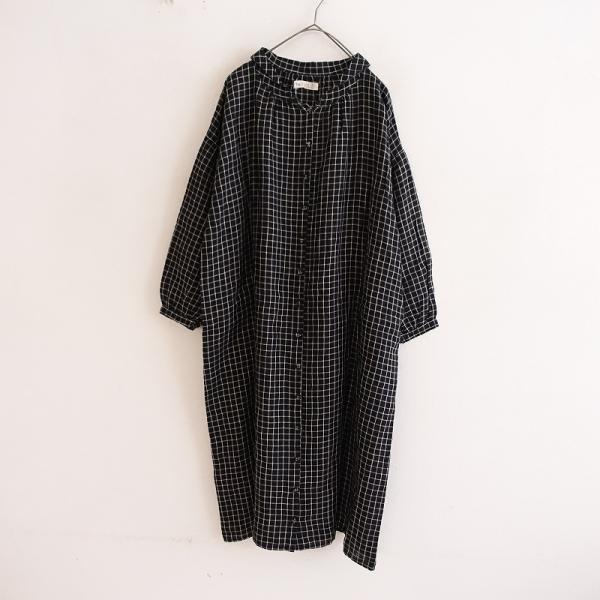 fog linen work - 新品 2021SS フォグリネンワーク ネストローブ fog linen work × nest Robe ギャザーチュニック F/ブラック ドレス 【2400014237757】 fog linen work - 新品 2021SS フォグリネンワーク ネストローブ