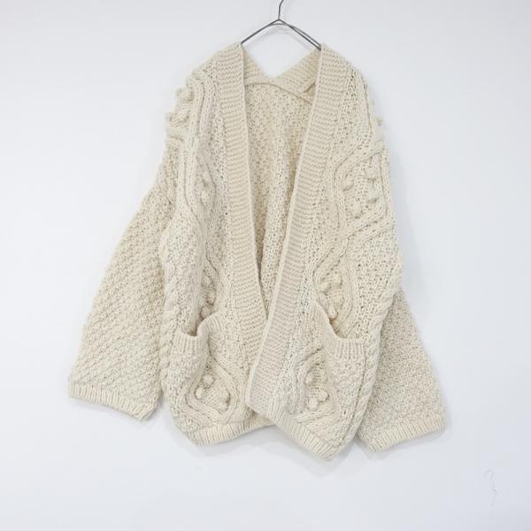 美品✨️ネストローブ フリンジ紐付き ペルーニットカーディガン フリー ベージュ nest Robe（ネストローブ） 【2023/定価3.7万】ネストローブ *ペルー