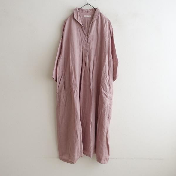 nest Robe リネン襟付きスモックワンピース ネストローブ nest Robe 【定価2.5万】ネストローブ *リネン襟付きスモック