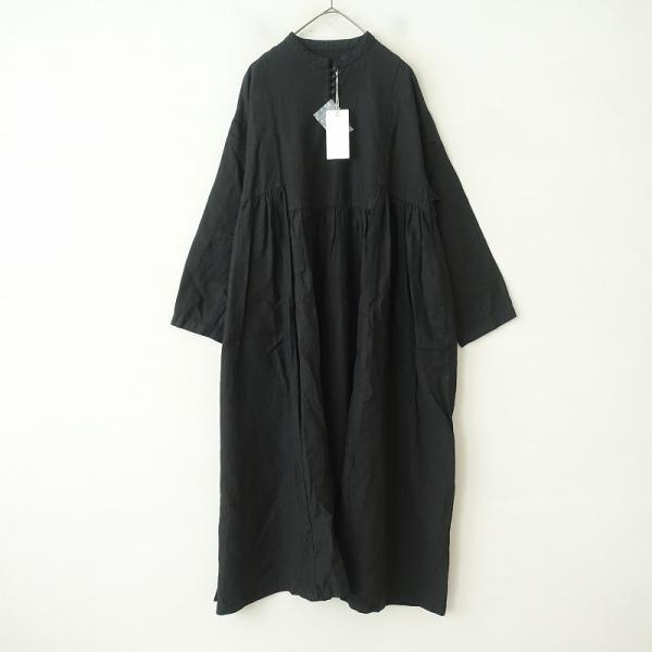 美品✨ネストローブ nest Robe リネンギャザーワンピース ブラウン 麻 nest Robe 【2023/定価3.5万】ネストローブ *リネンギャザープル