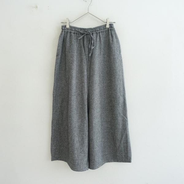 mizuiro ind ミズイロインド　ウールキュロットパンツ　ブラウン2日本製 美品】ミズイロインド mizuiro-ind *ヘリンボーンワイドイージーパンツ