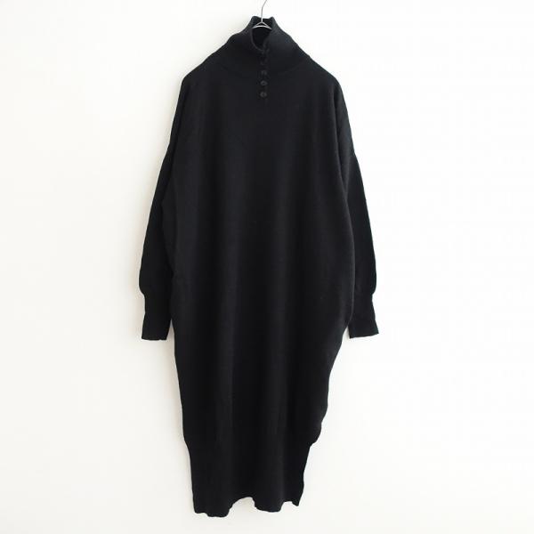 ヨウジヤマモト タートルネックアルパカニットワンピース カットアウト 黒 2 yohji yamamoto+Noir(ヨウジヤマモトプリュスノアール) ハイネック