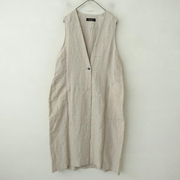 ライアトリエ Rai-Atelier *リネン布帛ディープVネックロングジレ