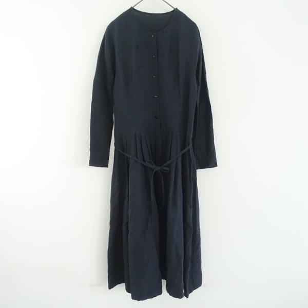 リゼッタ Lisette *ノーカラーウエストタックリネンワンピース