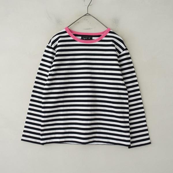 定価1.5万】アニエスベー agnes b. *細ボーダーコットン長袖Tシャツ