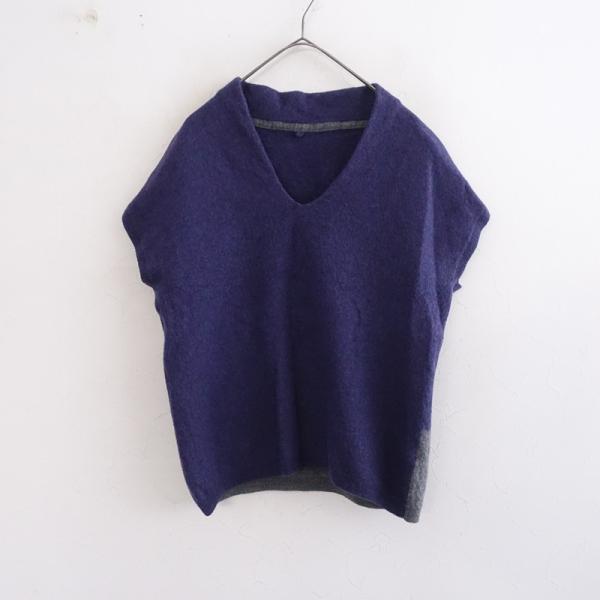 Pal'las Palace パラスパレス ウールベスト 日本製 パラスパレス Pal'las Palace *ウールプレスニットバイカラーフレンチ