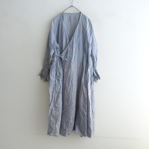 完売‼︎【ネストローブ】nest Robeリネンスカラップ刺繍ワンピース　日本製 nest Robe（ネストローブ） *リネンスカラップ刺繍カシュクール