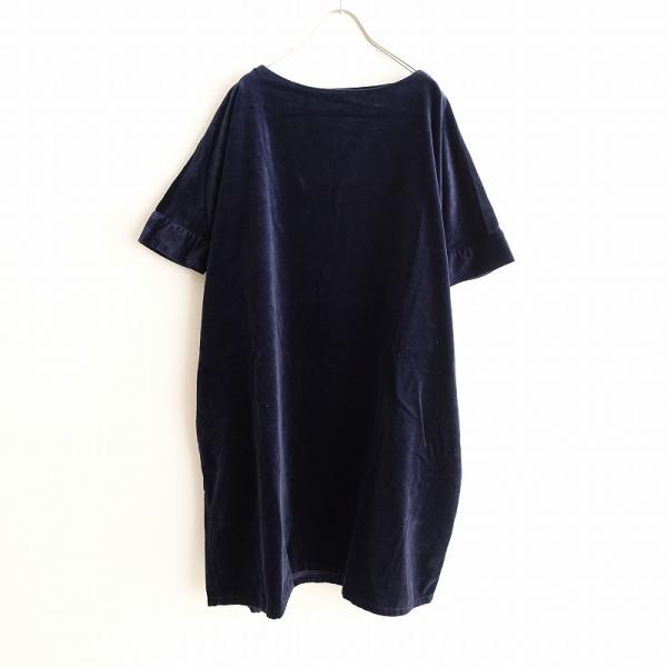 オネット　Honnete　ベルベットワンピース　ネイビー Honnete オネット *ベルベットワンピース*コットン綿ネイビー紺