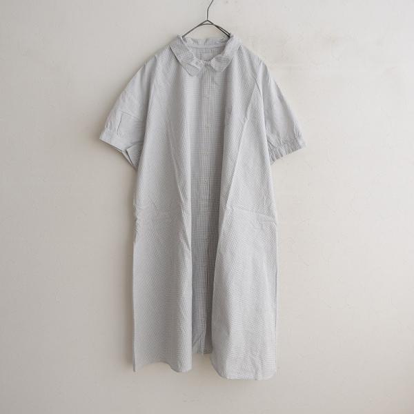 定価1.8万】TANDEY 休日と詩 *マーブルロングシャツ*綿格子ホワイト